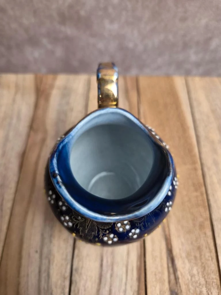 Petit pot a lait antiguo Kg Lunéville azul cobalto decoración esmaltada en relieve – photo 6